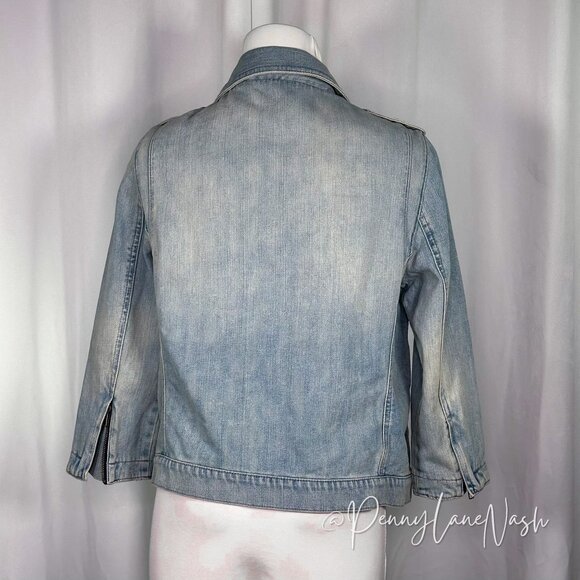 NWT Gap 1969 Denim Biker Jacket Beach Blue Size Medium - Picture 12 of 13
